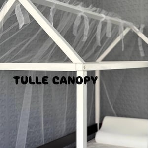 Tulle canopy for the Frame bed without front bar board Montessori baldachin canopy play floor hanging house bed curtain decor handmade style