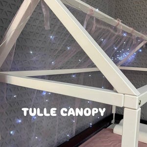 Tulle canopy for the Frame bed without front bar board Montessori baldachin canopy play floor hanging house bed curtain decor handmade style
