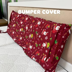 Christmas Bumper Cover ONLY 10&quot; 12&quot; 14&quot; 16&quot; height full twin queen wooden rail cover case headboard montessori