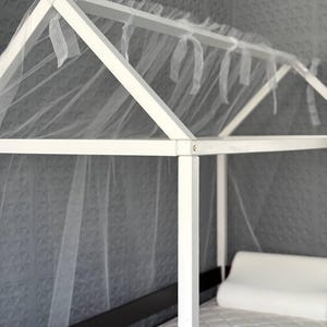 Tulle canopy for the Frame bed without front bar board Montessori baldachin canopy play floor hanging house bed curtain decor handmade style