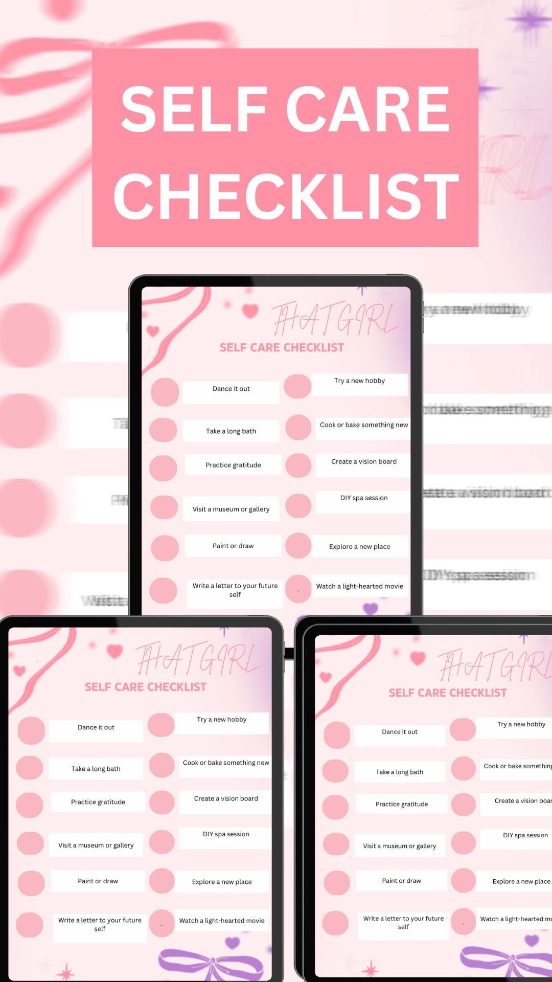 Selfcare Checklist, That Girl Checklist , Daily Checklist, Self Love ...