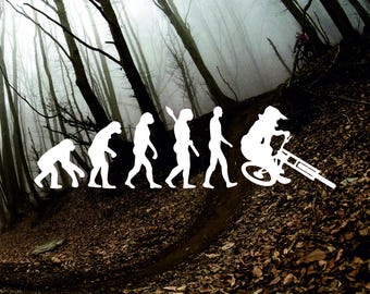 Pegatina Evolution Monkey para MTB | Pegatinas MTB | Calcomanía de freerider de MTB | Pegatinas de Darwin | Pegatina mtb para luneta trasera | Regalo de MTB