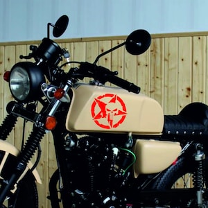 Vinyl Punisher Aufkleber | Motorrad Tank Sticker | Vintage Bobber Design | Für Harley, Chopper, Cruiser | Motorrad Deko | Geschenk für Biker