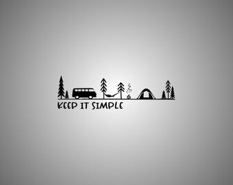 Campsite car sticker I VW T5 T6 sticker I Nature adventure design I With tent & hammock I Decoration for motorhomes I Outdoor sticker