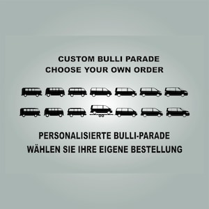 Bulliparade | VW Bus Sticker T1–T7 Evolution | Bulli Vanagon Camper Vinyl Sticker | VW T-Series Vintage Bus Decoration | Funny Bulliparade