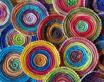 Handgefertigte gesteppte Stoff Medaillon Kreise – Textil Applikation Set