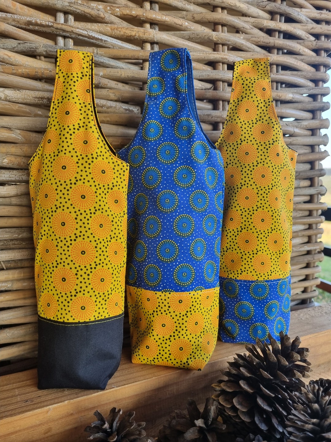 3 Shweshwe Fabric Wine Bottle Gift Bags Handmade Reusable Eco Etsy