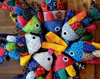 Sensory Fidget Toy Fabric Fish Shweshwe Handmade Activity Bright Educational Gift