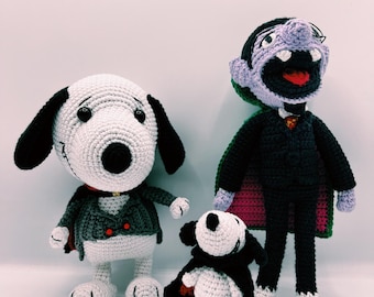 Sesame Steet inspirierte Graf von Graf und Dracula Snoopy Amigurumi Puppen / Spielzeug