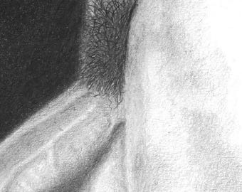 Waiting, original pencil drawing (Gay interest)