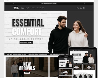 Clothing Boutique Shopify Theme | Minimalist Black & White Design Template, Shopify 2.0