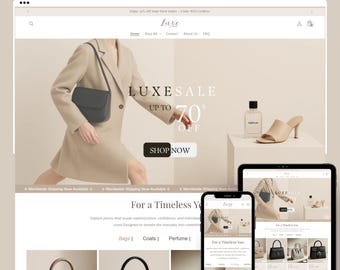 Tema de Shopify para boutique de lujo / Plantilla minimalista beige de Shopify 2.0 para marcas de moda y estilo de vida