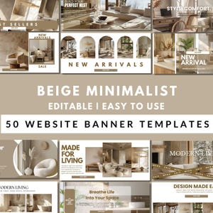 Beige Website Banner, Minimalist Website Banners, Website Banner Shopify, Wix Banner, Website Banners, Editable Banner, Canva Templates