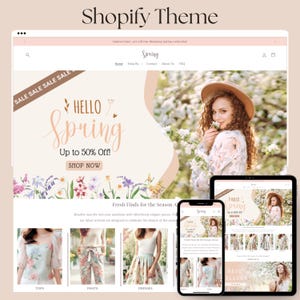 Boutique Shopify-tema | Minimalistisk persikafärgad vårmode-webbplatsmall för kläder, Shopify 2.0