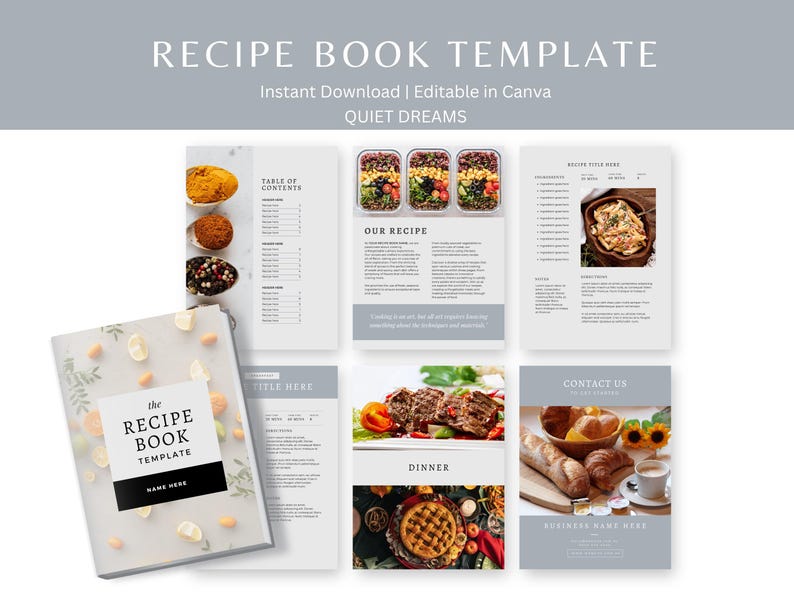 Editable Recipe Book Template | Canva PLR MRR Printable Cookbook ...