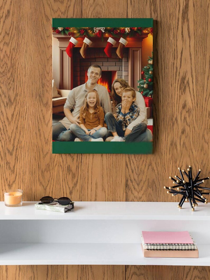 Christmas Fireplace Digital Backdrop – Holiday Photo Overlay (JPG, PNG ...