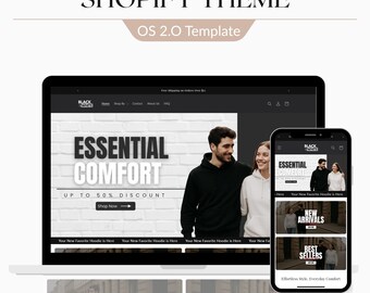 Streetwear Shopify Theme | Minimalist Fashion Clothing Boutique Website Design Template, Shopify 2.0, Black & White