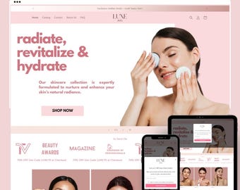Thème Shopify pour la peau | Modèle de conception de site Web minimaliste de beauté et de cosmétiques, Shopify 2.0
