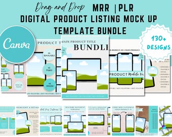 130+ Digital Product Mockup Templates | Editable Canva Listing Images for Etsy, Marketing,PLR MRR