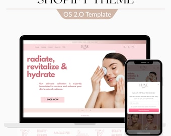 Roze huidverzorging Shopify-thema | Vrouwelijke schoonheid en cosmetica, Shopify 2.0, websiteontwerpsjabloon