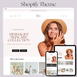 Skincare Shopify Theme, Minimalist & Light Design, Skincare template, Skincare website template, Skincare branding, Shopify theme template