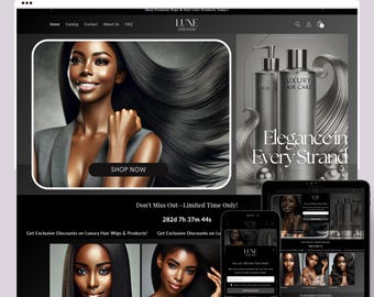 Luxury Hair Shopify Theme | Wig and Extension Website Design Template, Shopify 2.0