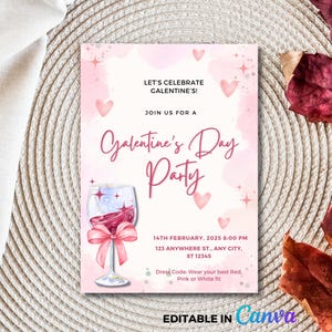 Bearbeitbar Galentines Day Party einladen Galentines Day Party Galentines Brunch einladen Rosa Galentines Girls Night, Valentinstag Einladung