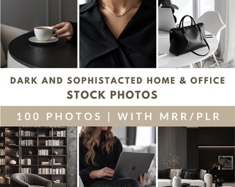 Svarta minimalistiska stockbilder för hemmet | Kontors- och livsstilsbilder för Instagram, sociala medier (MRR/PLR)