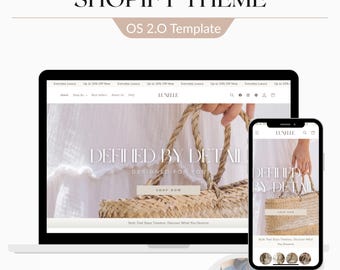 Tema de Shopify para boutiques / Plantilla de diseño web de lujo en color marfil para marcas de moda y belleza, Shopify 2.0