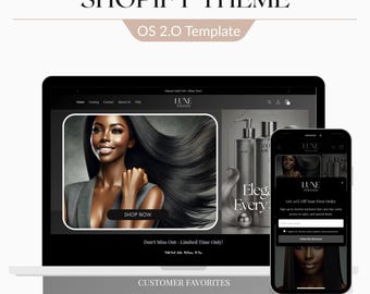 Shopify 2.0-tema för svart lyxigt hår | Webbdesignmall för peruk, hår, skönhet, butiker