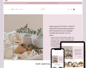 Tema de Shopify para tienda de velas minimalistas/plantilla de diseño web, tienda de fragancias y estilo de vida, Shopify 2.0