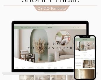 Tema de Shopify para boutique / Plantilla de diseño web Boho Sage Green / Shopify 2.0 / Banners editables de Canva