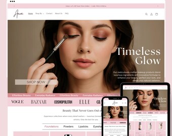 Boutique Shopify-thema | Pink & Beauty-websiteontwerpsjablonen voor mode en huidverzorging, Shopify 2.0