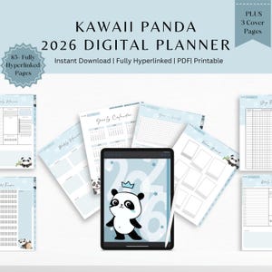 Kawaii Panda Planner 2026, Cute Planner, 2026 Kawaii Digital Planner ,Yearly Calendar, Daily, Weekly & Monthly Planner, Budget Tracker