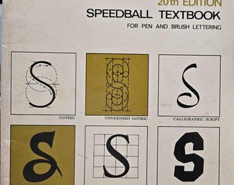 Vintage 1972 SPEEDBALL TEXTBOOK 20th Edition For Pen & Brush Lettering Fonts by Speedball