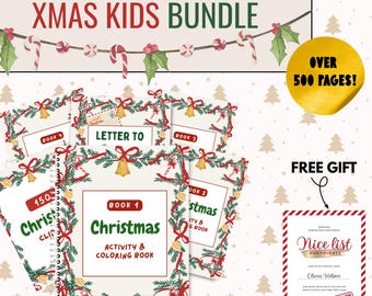 Christmas activity pack for children – Over 500 printable worksheets, coloring pages and Xmas activity book | PLR & MRR