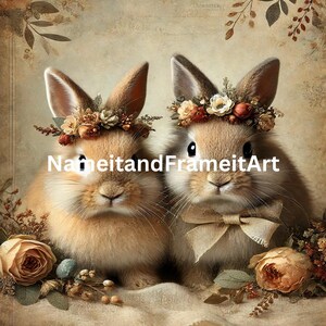 Adorable bunnies in  flower crowns