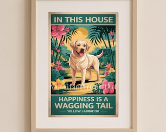 Yellow Labrador Tropical Art Print: Dog Lover Gift (Digital Download)