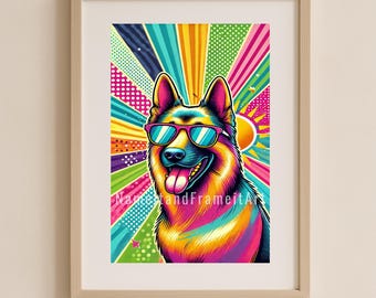 Vibrant German Shepherd Pop Art - Colorful Dog Wall Art