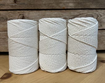 Cordón de macramé de algodón de 2 mm, hilo de tejido de torsión simple, para colgar en la pared (hazlo tú mismo).