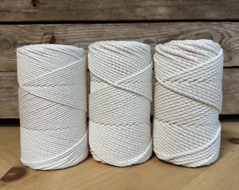 Cordón de macramé de 4 mm, hilo de algodón 100% de torsión simple, para colgar en la pared (hazlo tú mismo).