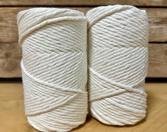 Cordón de macramé de algodón natural de 4 mm, cuerda de tejer de una sola hebra.