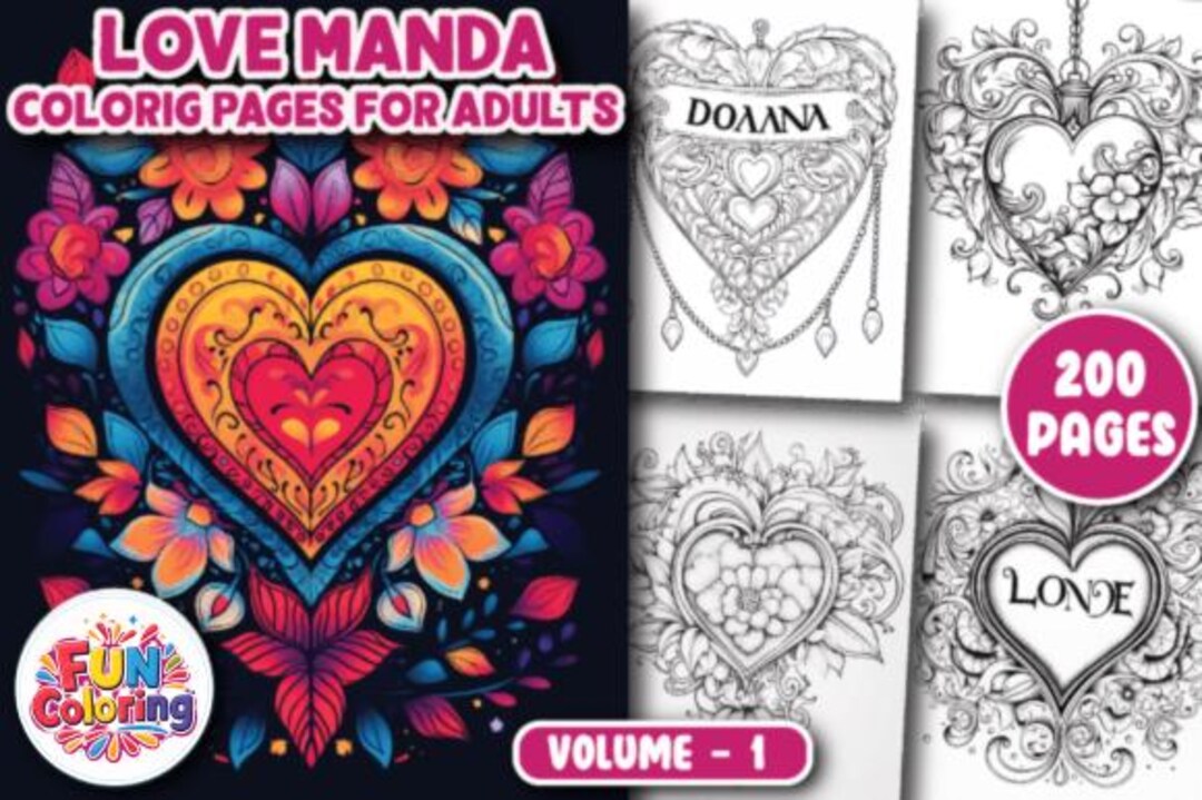 Love Mandala Coloring Book | 200 Romantic Heart Designs (PDF Pattern ...
