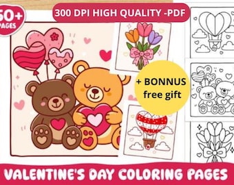 Valentine’s Day Coloring Pages for Kids | Bold & Easy  Designs | Printable Valentine Coloring Book PDF