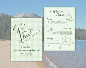 Camp Bachelorette Itinerary Template | Lake Tahoe Weekend (Digital)