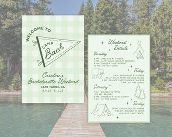 Camp Bachelorette Itinerary Template | Lake Tahoe Weekend (Digital Download)