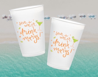 Custom Bachelorette Party Cups | Save Water Drink Margs, Final Fiesta, Set of 12