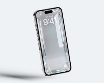 Crystal 3D Glass iPhone Wallpaper – Minimalist (Digital Download)