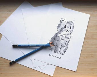 Custom Cartoon Cat Drawing | Hand-Drawn Pet Portrait | Personalized Cat Gift for Cat Lovers & Pet Owners  | Unique Cat Gift