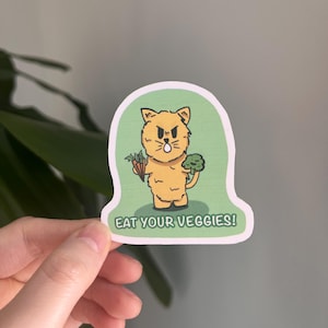 Sticker - Chat végétarien ; Stickers chats et chiens mignons et amusants ; Amusant, durable et parfait pour toutes les surfaces